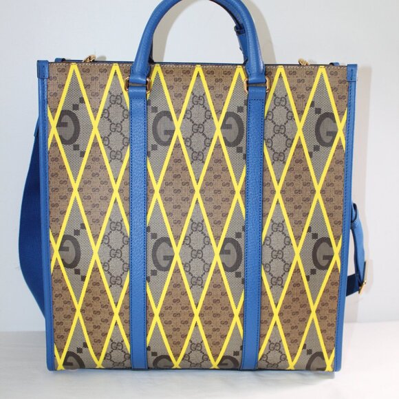 NWT Gucci GG Supreme Monogram Rhombus Large Tote Bag 726273 - Picture 3 of 16